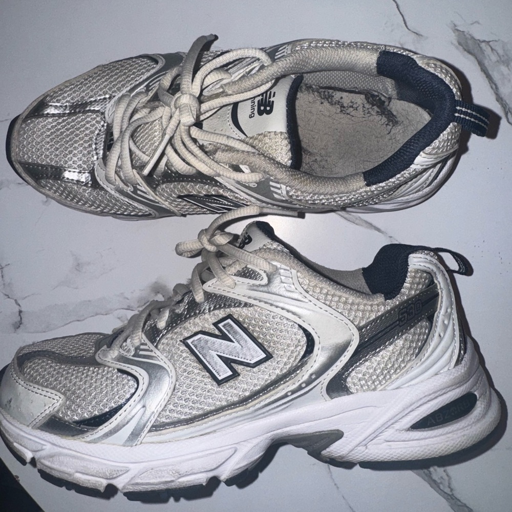 New Balance Kids' Silver and White Sneakers